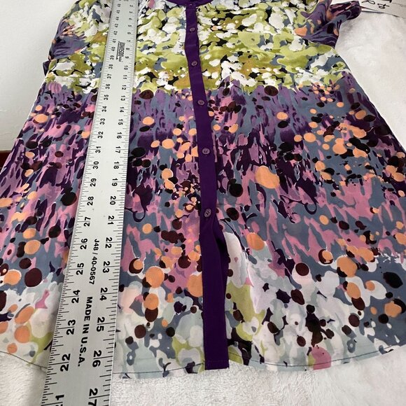 W118 By Walter Baker Womens Abstract Print Sheer Button-Down Shirt Medium Purple - Picture 6 of 8
